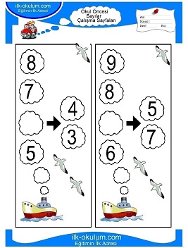 Çocuklar İçin Sayılar Çalışma Sayfaları 
